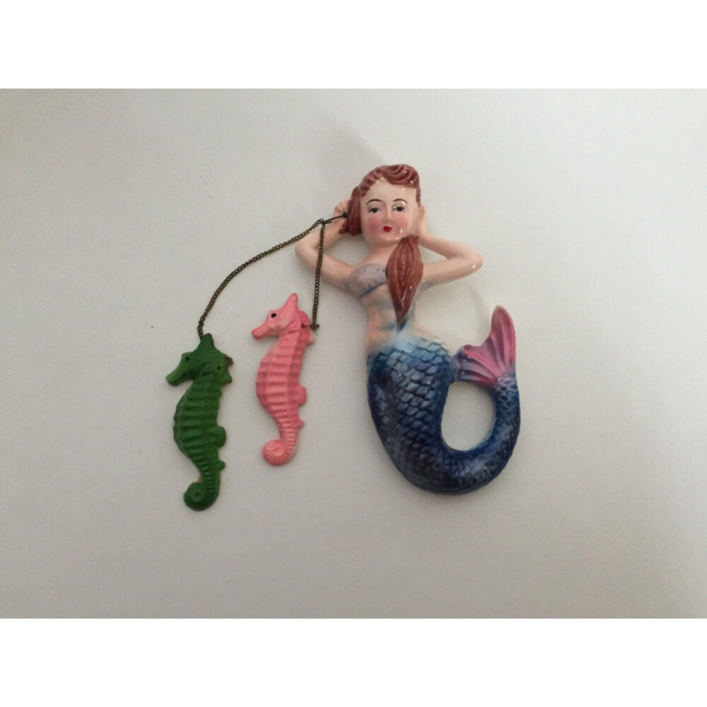 Vintage ceramic mermaid, with seahorses